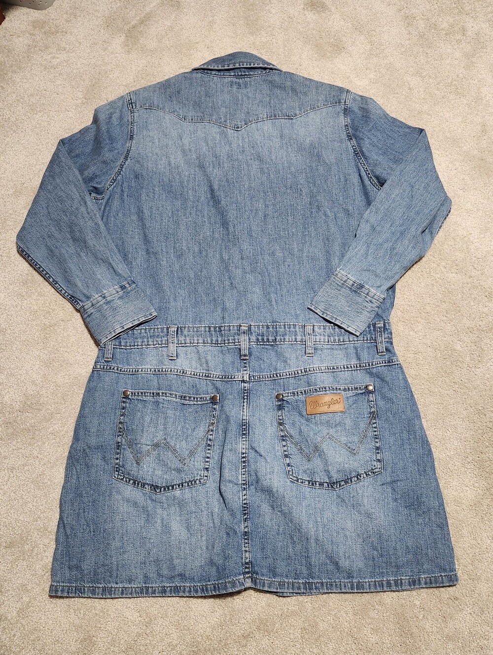 NWT Wrangler Women's Mini Denim Dress Pearl Button 100% Cotton Size XL - Picture 3 of 9